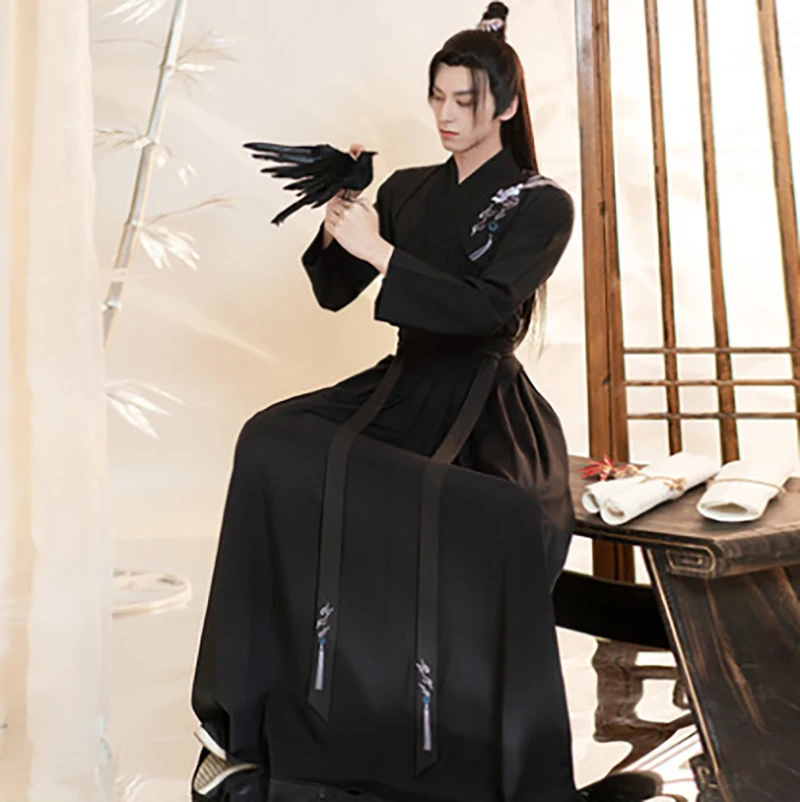 Plus ขนาด3XL Hanfu ผู้ชายจีนโบราณ Hanfu ชุดสีดำผู้ชาย Carnival & คอสเพลย์ฮาโลวีนเครื่องแต่งกาย Hanfu ชุดสำหรับชายขนาดใหญ่ขนาด
