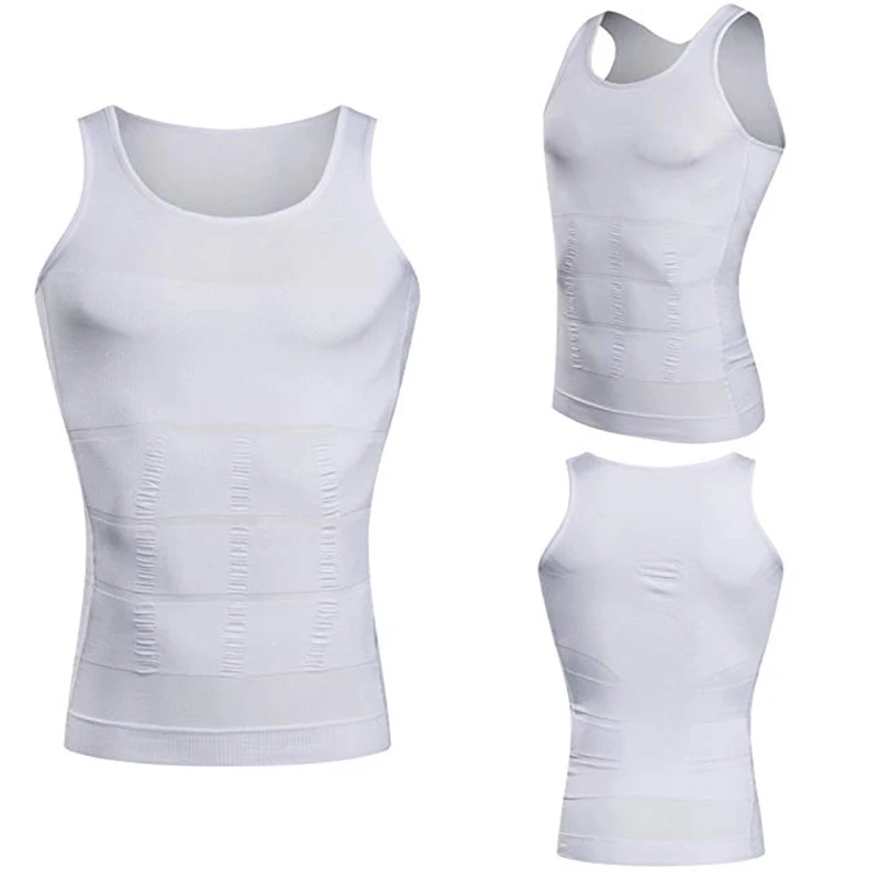 Homens emagrecimento corpo shaper shapewear abdômen camisa de compressão para esconder ginecomastia moobs treino regatas undershirts