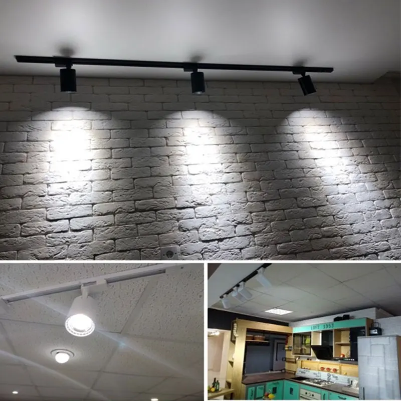 110v 220v Set LED Track Light COB Track Lamp Spot Lighting 12/20/30/40W Ceil Spotlight Rail For Home Store Decor Indoor Fixture
