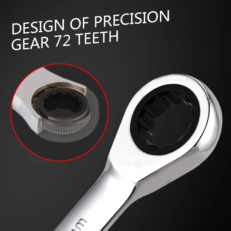 Llaves de trinquete combinadas de una pieza de 8-32mm con llaves, anillo de engranaje, llave Reversible, herramienta manual de reparación de automóviles, herramienta de diagnóstico