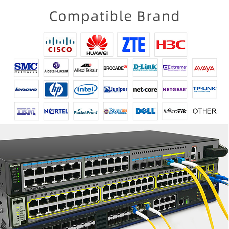 Módulo SFP + de 10 Gb Multimodo 300 m MM Duplex SFP + Transceptor LC Conector Óptico SFP-10G-SR Compatível com Cisco Mikrotik Switch