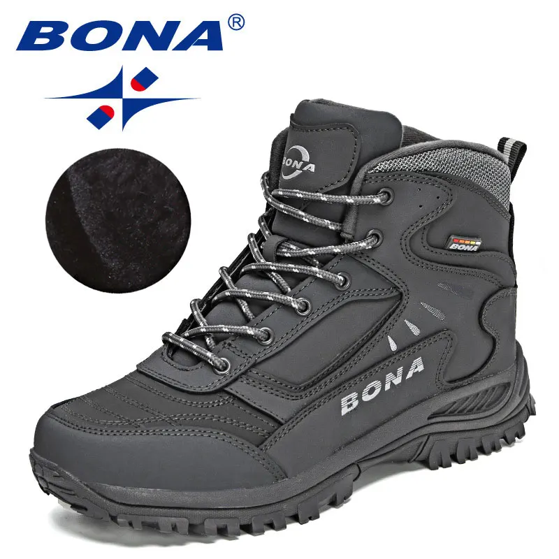 BONA-Botas de felpa de alta calidad para hombre, botines cálidos de nieve, zapatillas de deporte de cuero, Mansculino, invierno, 2022