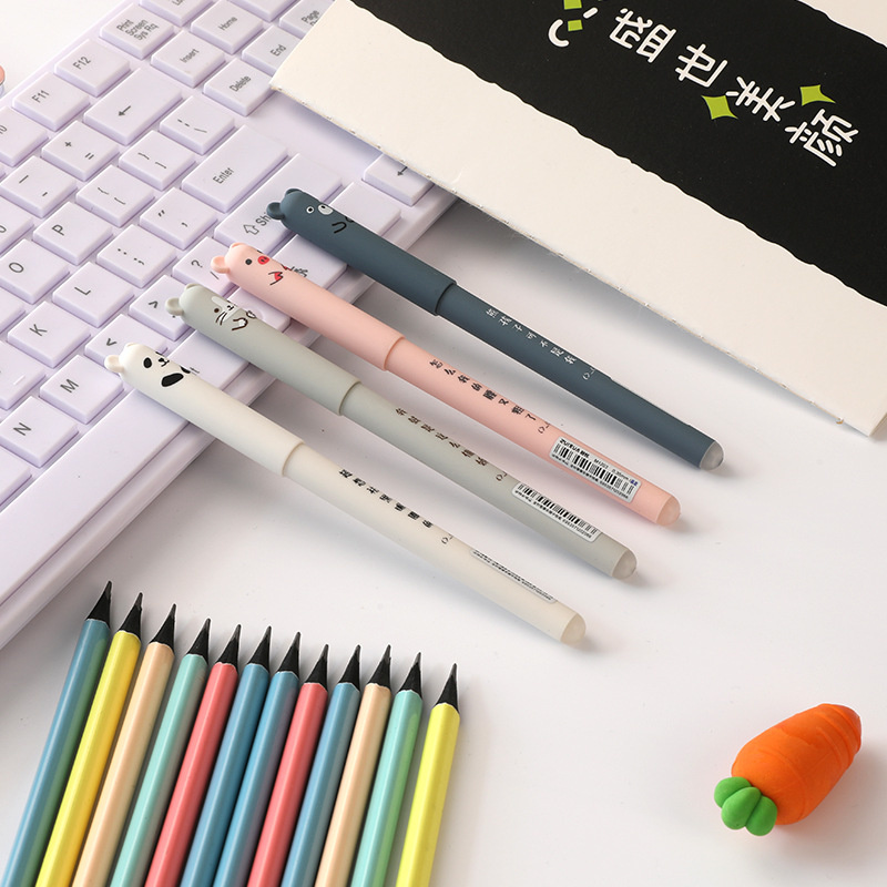 4 個漫画かわいいかわいい動物クマ消去可能なペンクリエイティブスクールオフィスゲルペン用品ギフト文具
