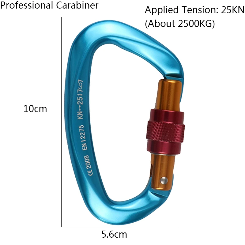 25KN Chuyên Nghiệp Leo Núi Carabiner Hình Chữ D Nhôm Hàng Không An Toàn Khóa Leo Núi Ngoài Trời Ascend Leo Núi Thiết Bị