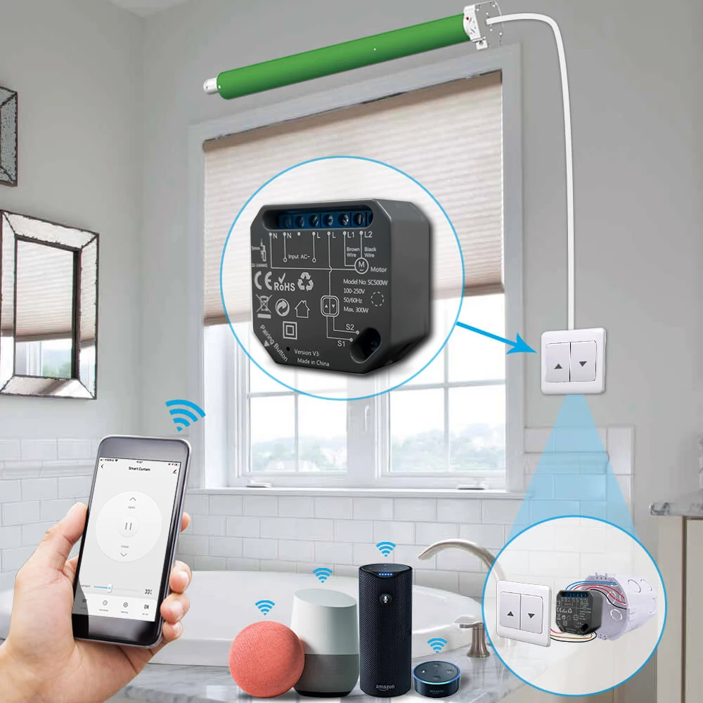LoraTap Tuya WiFi inteligente interruptor de cortina módulo de relé para persiana enrollable persianas de ventana Google Home Alexa Control de voz nueva versión