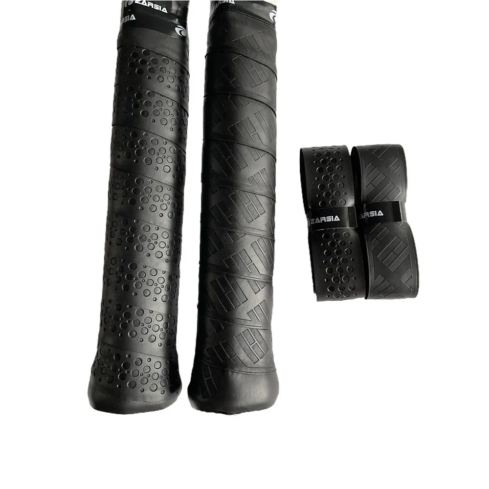 ZARSIA-หนัง PU ไม้เทนนิส REPLACEMENT Grip,หนังสีดําหนา,4 ชิ้น