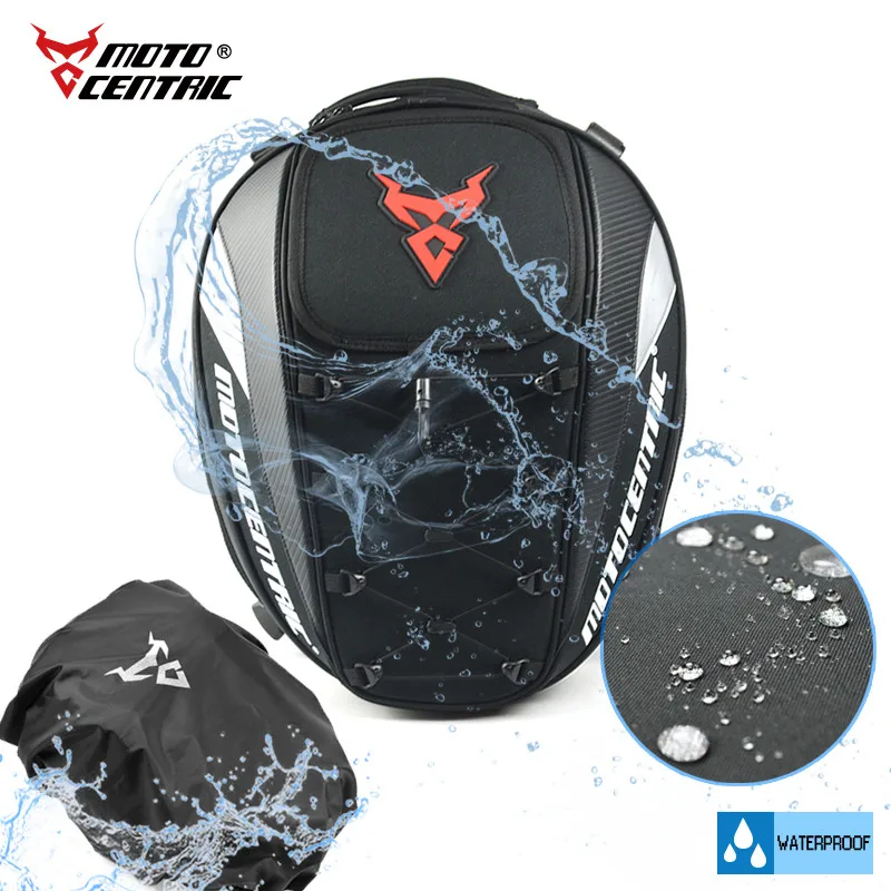 Borsa da coda per moto impermeabile MOTOCENTRIC Borsa per sedile posteriore durevole multifunzionale Zaino per casco da pilota ad alta capacità da 37 litri