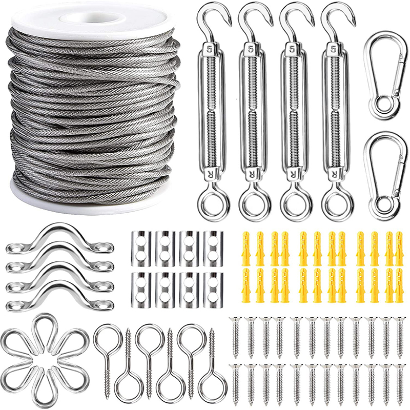 15/25/30/50 metros de aço pvc revestido flexível corda de fio cabo macio transparente varal de aço inoxidável diâmetro 2mm kit