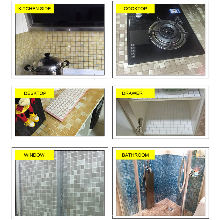 Azulejos impermeables para baño, pegatina de pared autoadhesiva para cocina, papel tapiz ignífugo a prueba de aceite, película decorativa de papel de aluminio