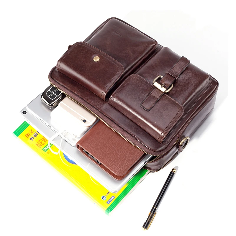 ยี่ห้อใหม่ Cowhide หนัง Messenger กระเป๋าผู้ชายกระเป๋าถือหนังแท้กระเป๋าเดินทางชายไหล่กระเป๋าสําหรับชายกระเป๋าเอกสาร Totes