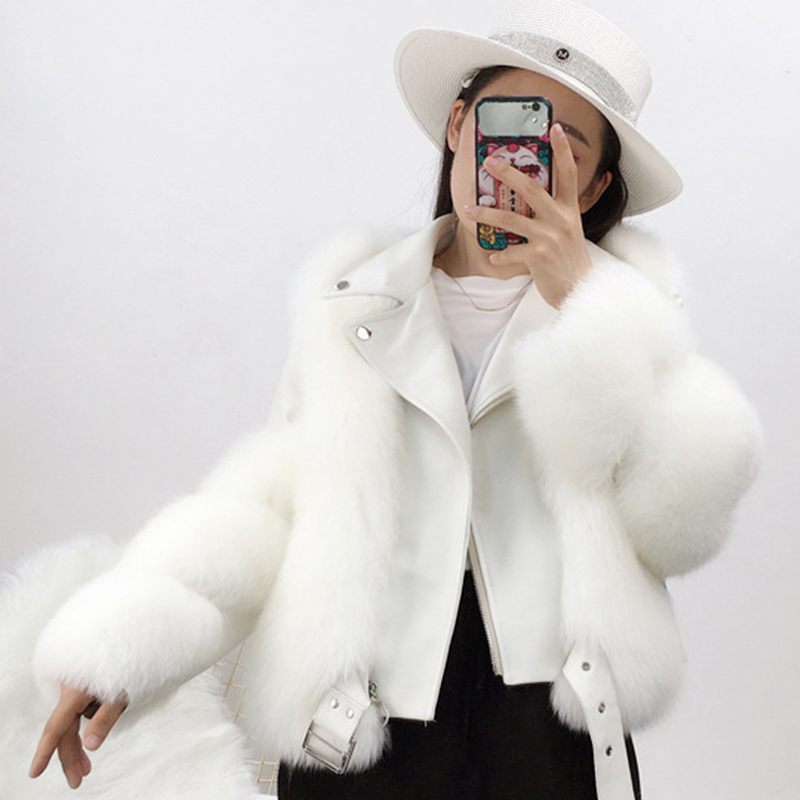 2020 inverno real casacos de pele de raposa das mulheres jaquetas de couro de pele de carneiro genuíno natural jaqueta de pele de raposa senhoras luxo outwear oversize
