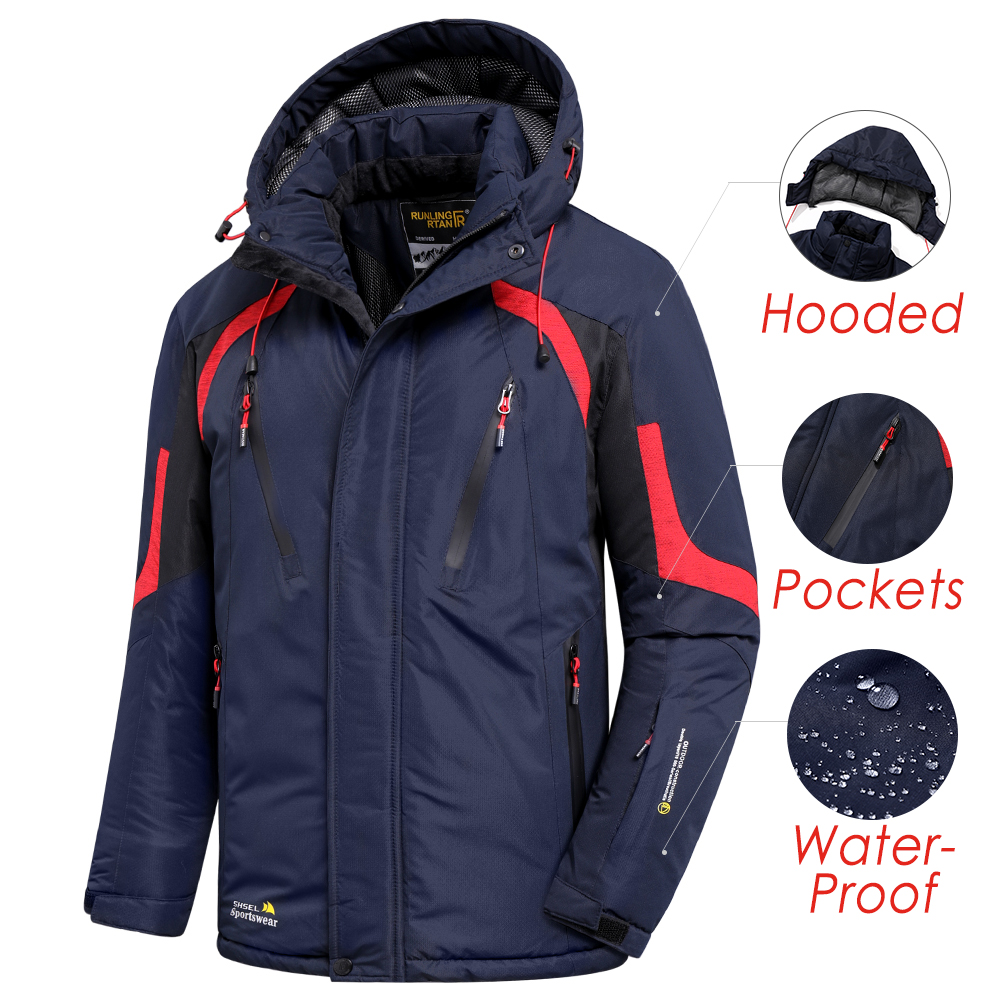 ผู้ชายฤดูหนาวกลางแจ้งใหม่ Jet Ski พรีเมี่ยม Snow Warm Parkas แจ็คเก็ต Coat Men Outwear ลำลอง Hooded กันน้ำหนาขนแกะ Parka ผู้ชาย