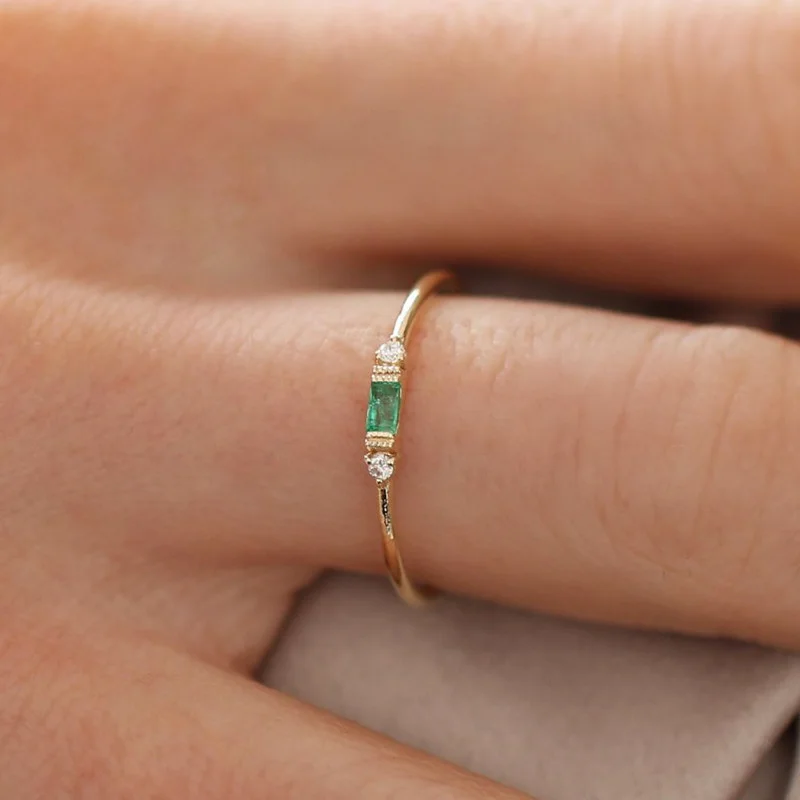 Thời Trang Nữ Bạc 925 Nhẫn Ngọc Lục Bảo Nhẫn Đính Đá Zircon Cho Người Phụ Nữ Quyến Rũ Món Quà Trang Sức