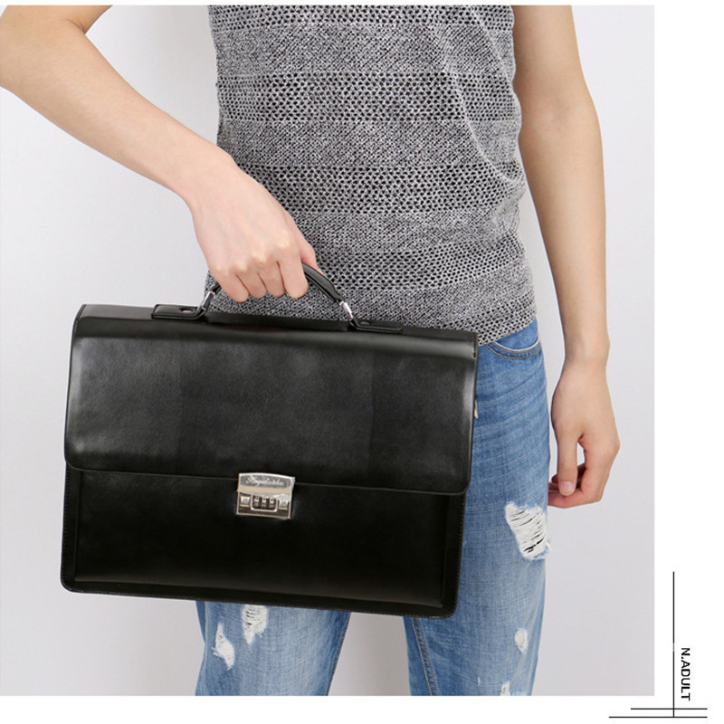 Bolsa de ombro de couro PU masculina, pasta comercial, bolsas de escritório, alta qualidade, design de fechaduras, masculino, moda
