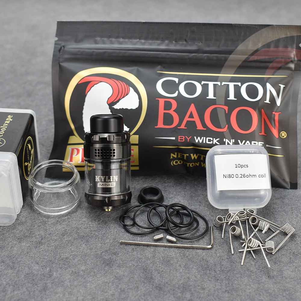 Kylin Mini V2 RTA Atomizador 316ss Bobina única 3 ml/5 ml de capacidad 24,4 mm Tanque de cigarrillo electrónico reconstruible de 510 hilos vs Zeus rta X Mesh