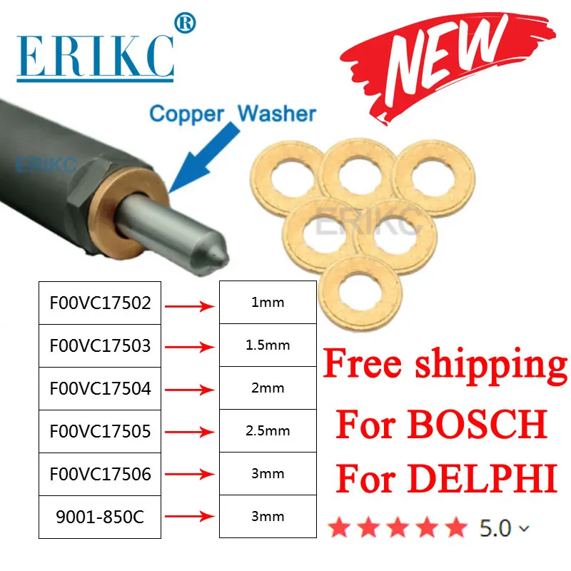 Cuña de cobre 9001-850C F00VC17503 arandela de Clip F00VC17505 arandela de cobre de boquilla F00VC17504 junta para inyector BOSCH DELPHI