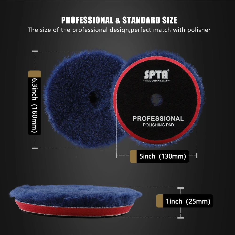 (Đĩa Đơn Bán Hàng) SPTA 3 "/5"/6 "Len Đánh Bóng Mật Độ Cao Cừu Woollen Ba Lan Buffing Pad Cho xe Máy Đánh Bóng