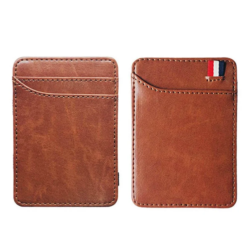 Nueva cartera mágica de cuero delgada a la moda para hombre, tarjetero de diseñador coreano, Clip pequeño para efectivo, abrazaderas para hombre para dinero