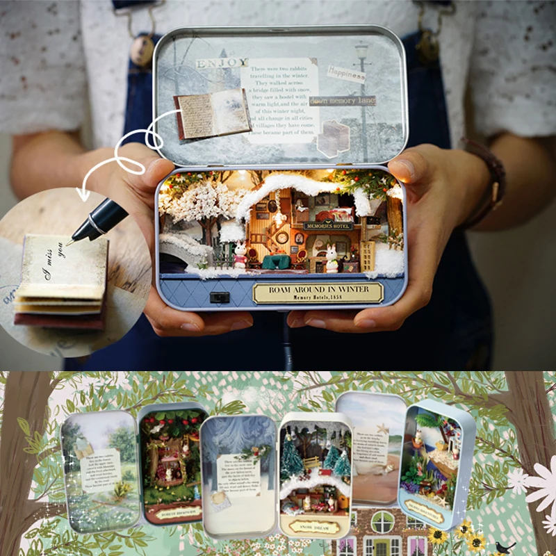 โรงละครกล่องบ้านตุ๊กตาไม้บ้านตุ๊กตา Miniature Home Nostalgic Theme ตุ๊กตาเฟอร์นิเจอร์อุปกรณ์เสริมของเล่นสําหรับเด็ก