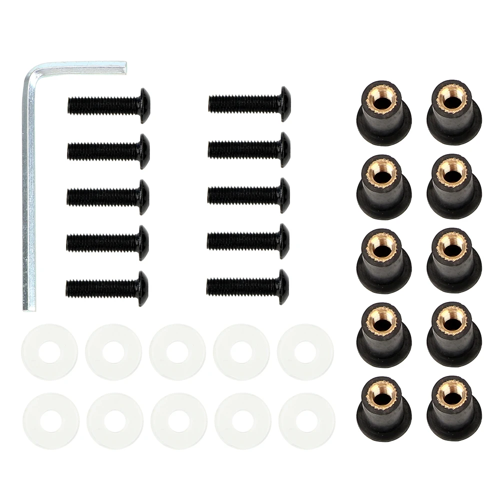 Fasternas de pantalla de carenado, tuerca de parabrisas, tornillo de arandela, 10 unids/set, Kit Universal más rápido de parabrisas de motocicleta M5 x 15mm