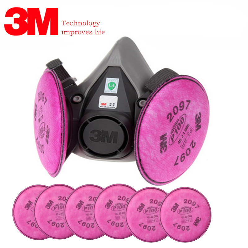 3M 6200 Có 2097 Bụi Mặt Nạ Phòng Độc Bụi Đánh Bóng Và Cắt Sợi Hàn Hút Mùi Hữu Cơ Khí Than Hoạt Tính Diệt Virus Mặt Nạ