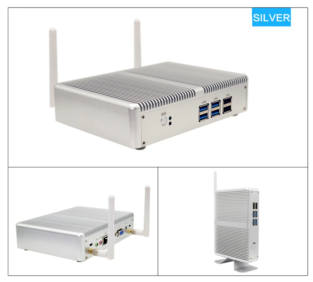 Eglobal Giá Rẻ Quạt Không Cánh Mini PC Windows 10 Pro Intel I5 7200U I3 7167U DDR4/DDR3 Barebone Máy Tính Components4K HTPC wiFi HDMI VGA