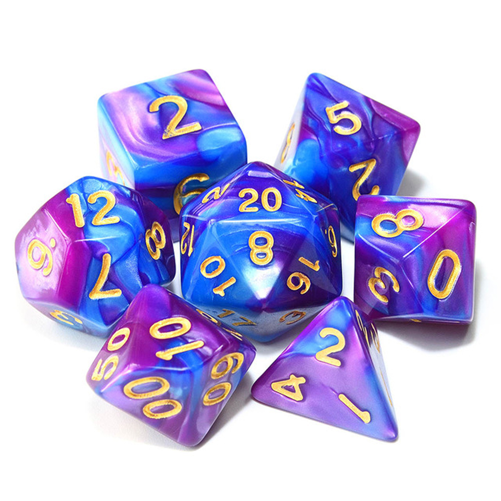 Dados poliédricos de doble color, dados multifacéticos para Bar, club nocturno, juego de mesa, herramientas de entretenimiento, 7 piezas