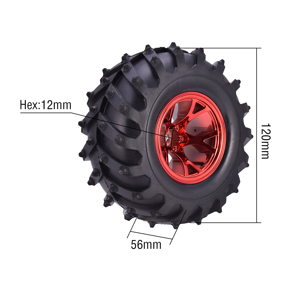4PCS 12mm Nabe 1/10 Reifen Rad 120mm 125mm 130mm Monster Truck Reifen Räder Buggy RC Auto Crawler Traxxas Scx10 Buggy