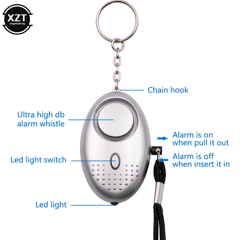 Cá Nhân Tự Vệ Báo Động 130 Db An Toàn Âm Thanh Nữ Sói Bảo Vệ Đèn LED An Toàn Báo Động Chống Mất Thiết Bị dành Cho Người Già Và Trẻ Em