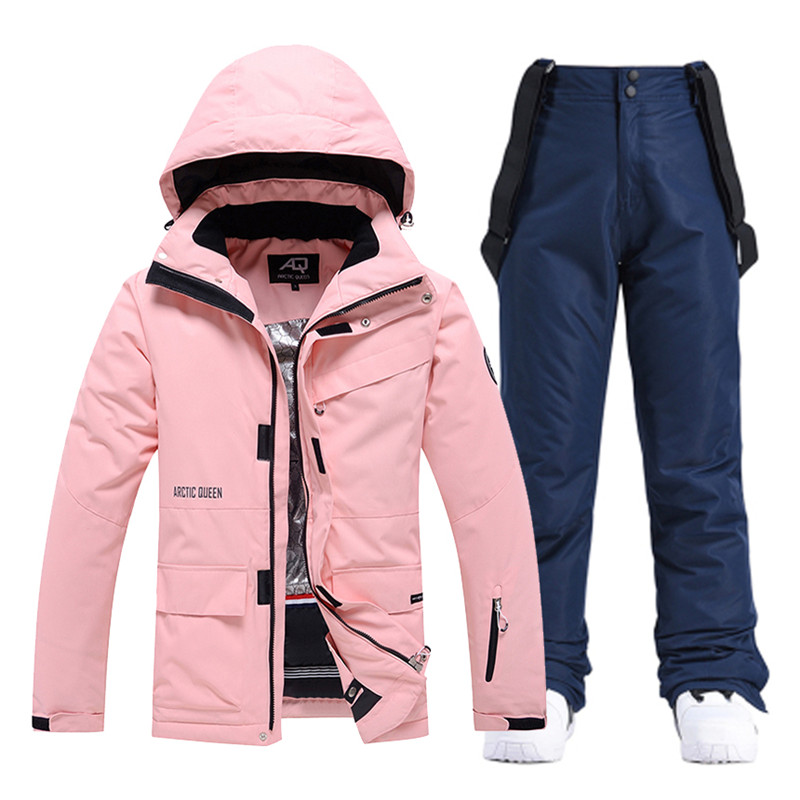 Women's Winter Snow Suit Sets Snowboarding Clothing Skiing Costume 10k Waterproof Windproof Ice Coat Jackets and Strap Pants