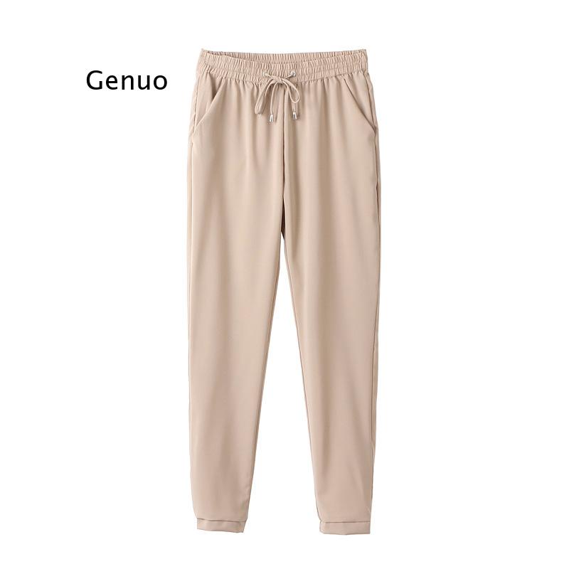 Celana panjang wanita musim semi, celana harem, celana wanita pinggang elastis tujuh warna, celana kasual renda, produk baru