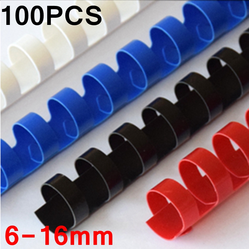 4 Farben 100 Stück/Karton PVC-Bindeschürzen 21 Ringe 6–16 mm Bindung 20–120 Blatt A4-Datei Kammbindemaschine Kunststoffringe
