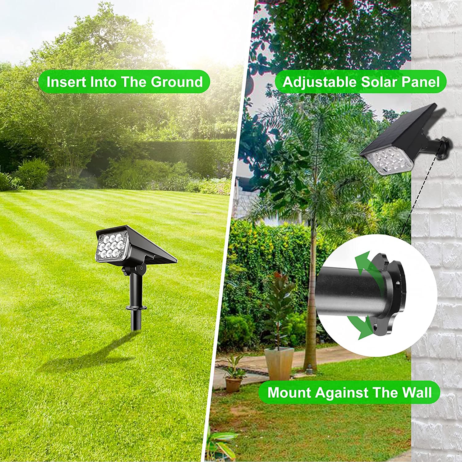 T-SUN Einstellbare Solar Strahler Solar Garten Licht IP65 Solar Power Grünes Licht Für Hof Weg Baum Dekor Solar Licht im Freien
