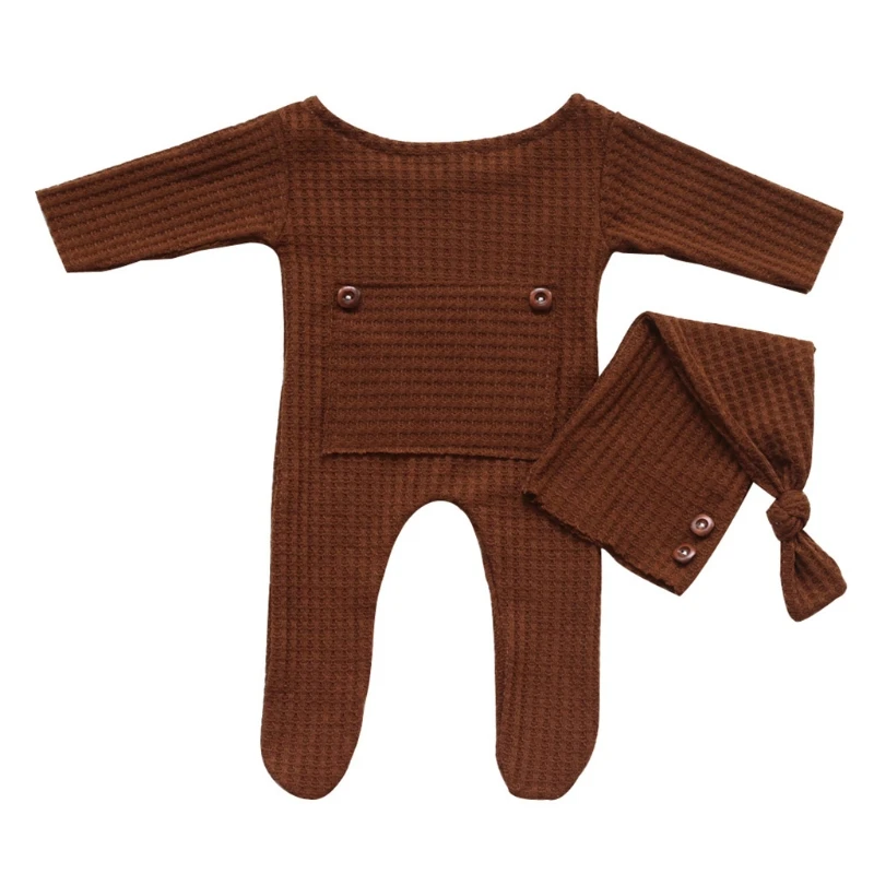 2 Chiếc Nón Cho Bé Bộ Bodysuit Sơ Sinh Đạo Cụ Chụp Ảnh Dệt Kim Đuôi Dài Nắp Liền Quần Bộ Trẻ Sơ Sinh Hình Ảnh Chụp