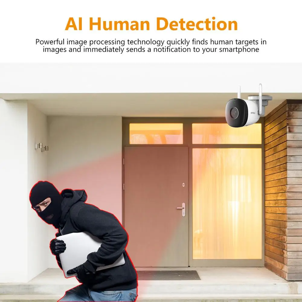 IMOU-cámara Wi-Fi Bullet 2C de 4MP y 2MP, visión nocturna al aire libre, IP67, grabación de Audio resistente a la intemperie, IPC-F22P de detección humana por Ia