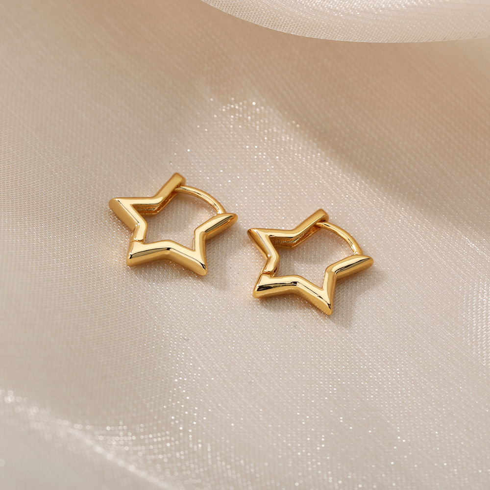 Pendientes de estrella geométricos para mujer, pendiente de aro de estrella de acero inoxidable, joyería para niña, abalorio de regalo, accesorios hipoalergénicos Brincos
