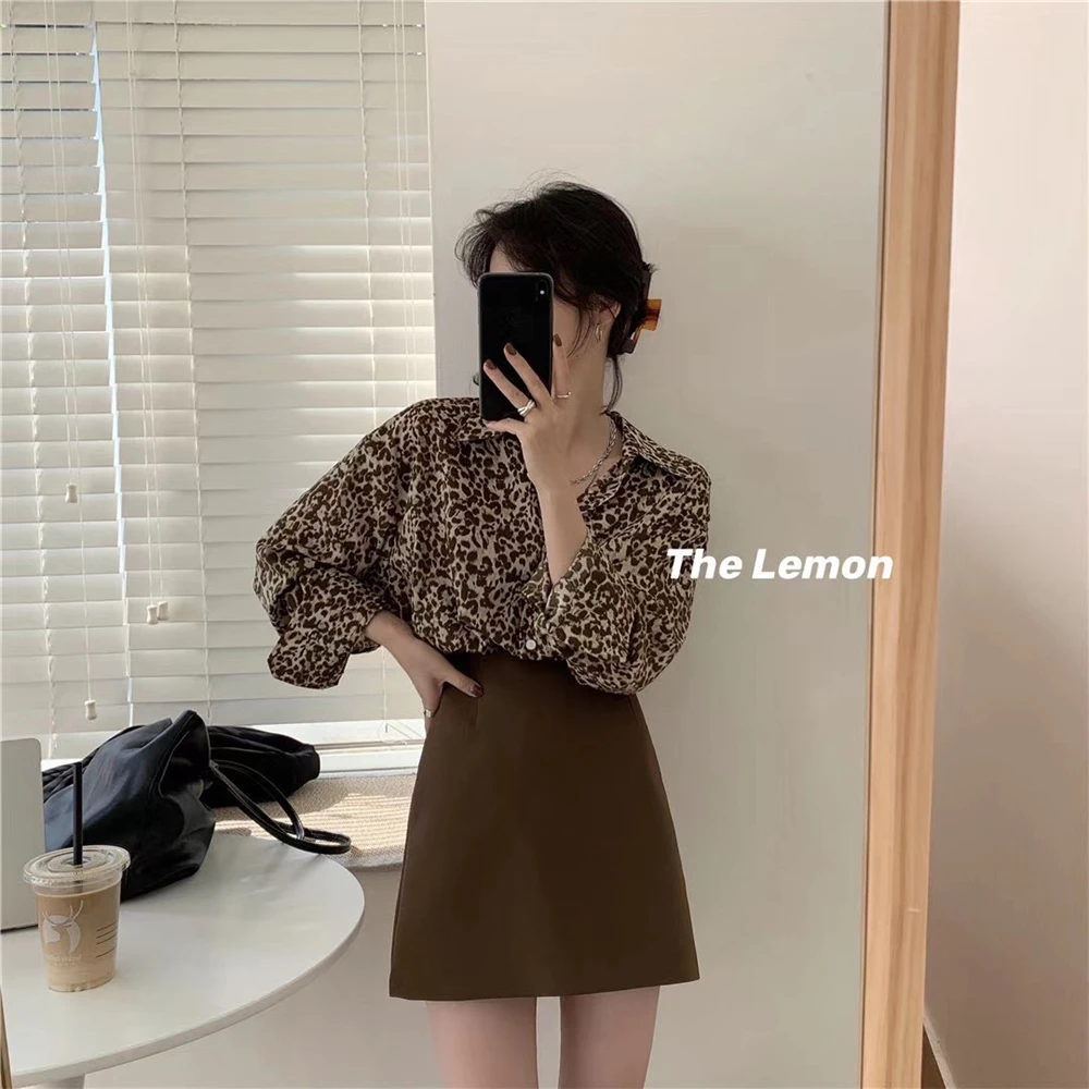 LMQใหม่ผู้หญิงสบายๆแฟชั่นเสือดาวแขนยาวTurn-Downเสื้อสำนักงานเลดี้Elegant Vคอปุ่มเสื้อหลวมๆสำหรับเสื้อ