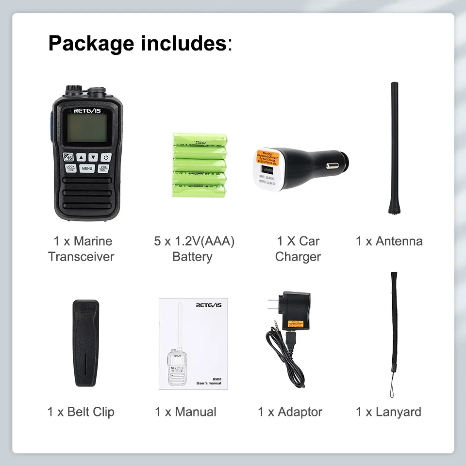 Retevis RM01 VHF Marine Radio Transceiver IP67 Wasserdichtes Handheld Walkie Talkie Float Vessel Talk Zwei-Wege-Radio für Boot NOAA