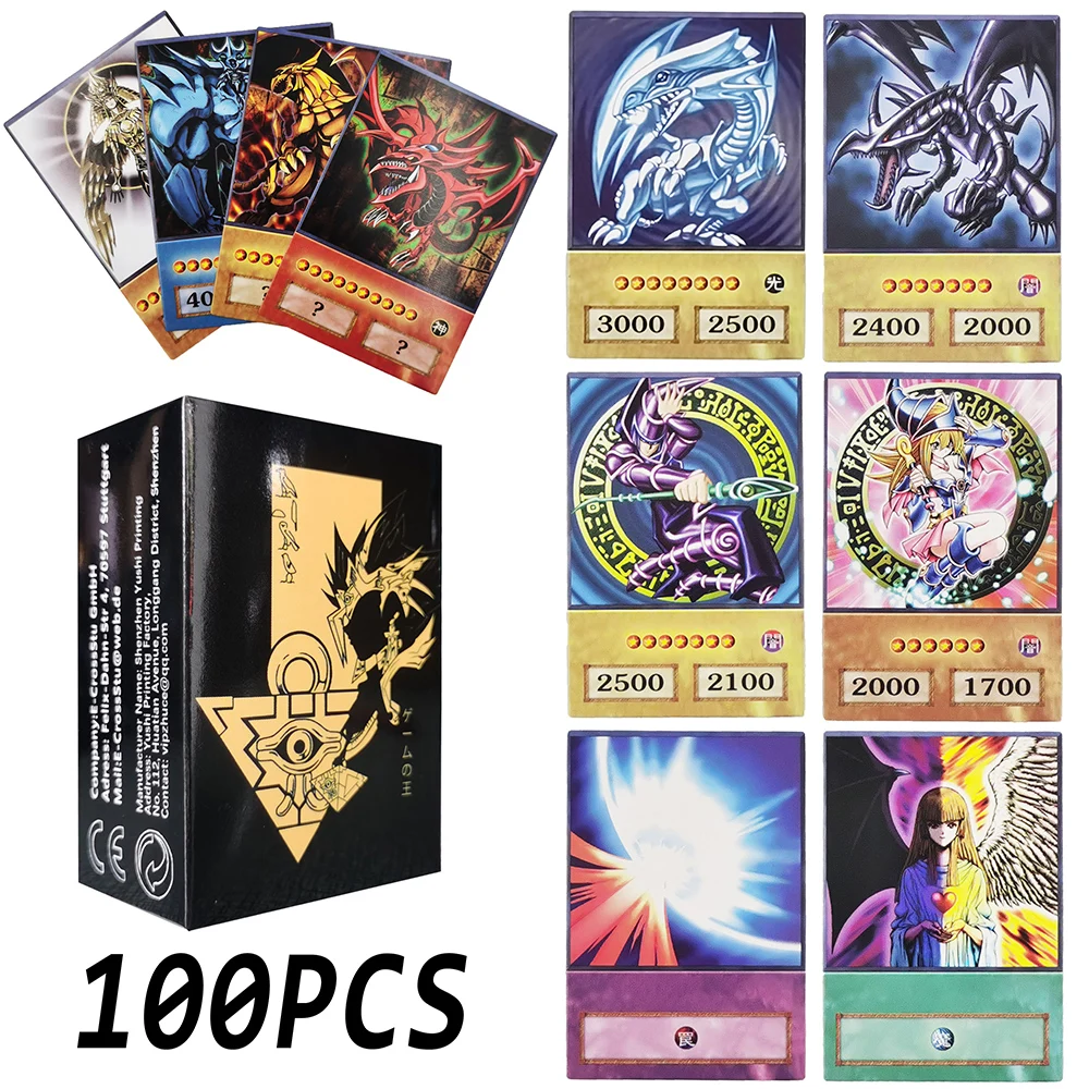100 Stück Yu-Gi-Oh Anime-Stil Karten Blaue Augen Dunkler Magier Exodia Obelisk Slifer Ra Yugioh DM Klassische Proxy DIY Karte Kinder Geschenk