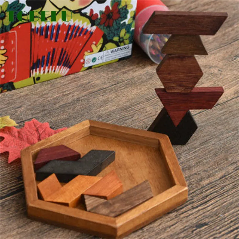 Puzzle in legno a forma geometrica Puzzle per bambini Rompicapo Giocattoli in legno non tossico per bambini educativi