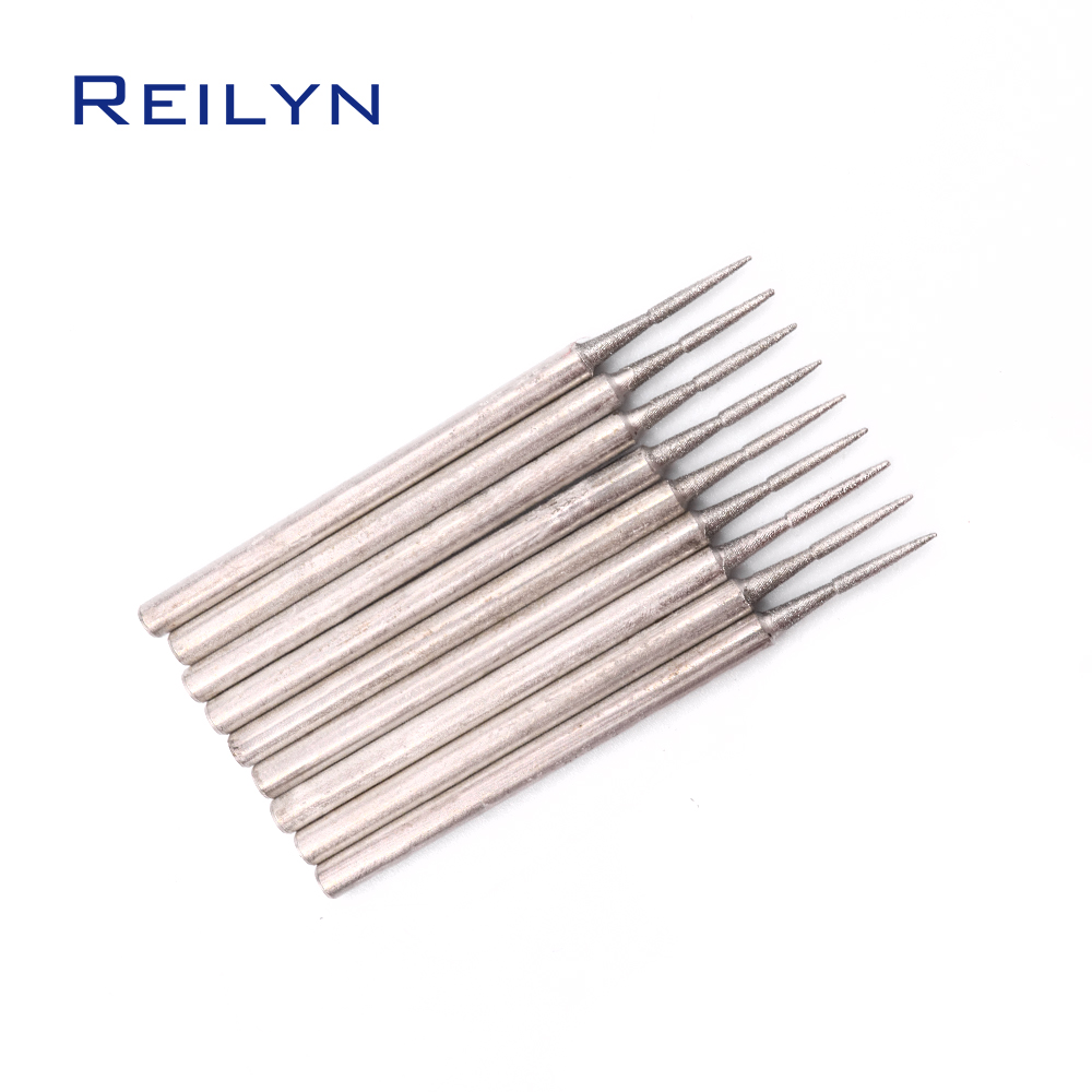 8pc Grit 400#  2.35mm Bit Size 1-6mm Diamond Grinding Burr Abrasive Bits Jade Diamond Polishing BitsTeeth Grinding Needle