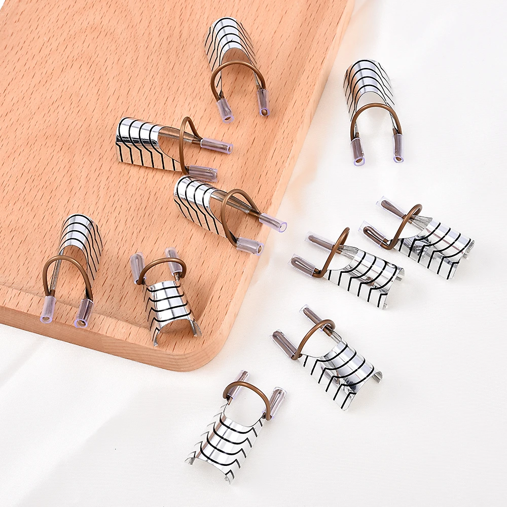 Paletas de extensión de uñas de aluminio reutilizables, formas de puntas, pegatina de extensión para decoración de uñas, guía de forma, plantilla, herramientas de manicura, 10 Uds.