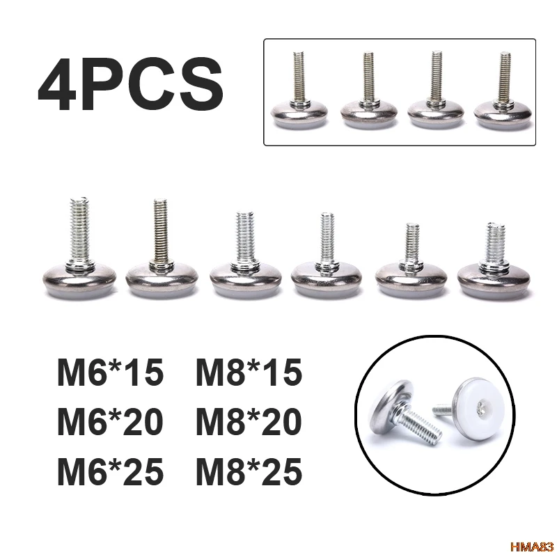 4Pcs ปรับขาเฟอร์นิเจอร์เหล็ก Anti-Slip ตารางฐานขา Pad ฟุต Leveler M6 M8สกรูโลหะเฟอร์นิเจอร์เท้าระดับ