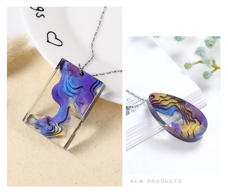 รอบ Water DROP Handmade DIY คริสตัลอีพ็อกซี่กาวคอนกรีตพลาสเตอร์ Step Field Island จี้ซิลิโคนแม่พิมพ์