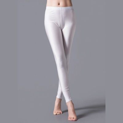 Mulheres calças brilhantes leggings venda quente leggings cor sólida fluorescente elastano elasticidade calças casuais shinny legging