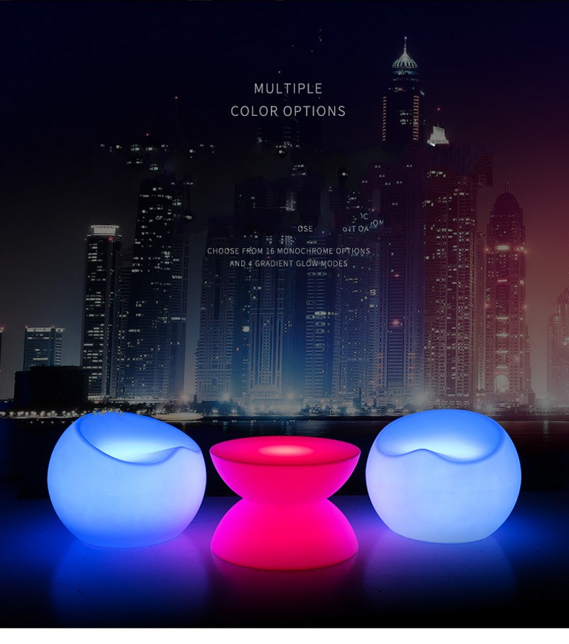 Nuevo Taburete de Bar LED recargable, silla de manzana de plástico luminosa, silla de bola de ocio, taburete, banco impermeable, muebles de discoteca al aire libre