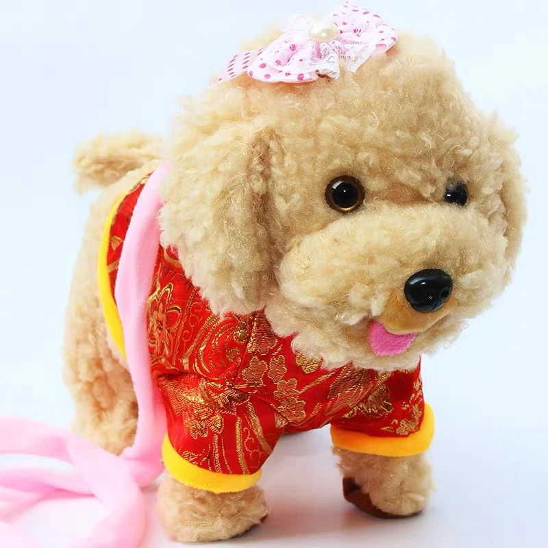 Chú Chó Robot Tương Tác Chó Đồ Chơi Điện Tử Sang Trọng Con Chó Con Thú Cưng Đi Bộ Vỏ Cây Dây Xích Teddy Đồ Chơi Dành Cho Trẻ Em Quà Tặng Sinh Nhật