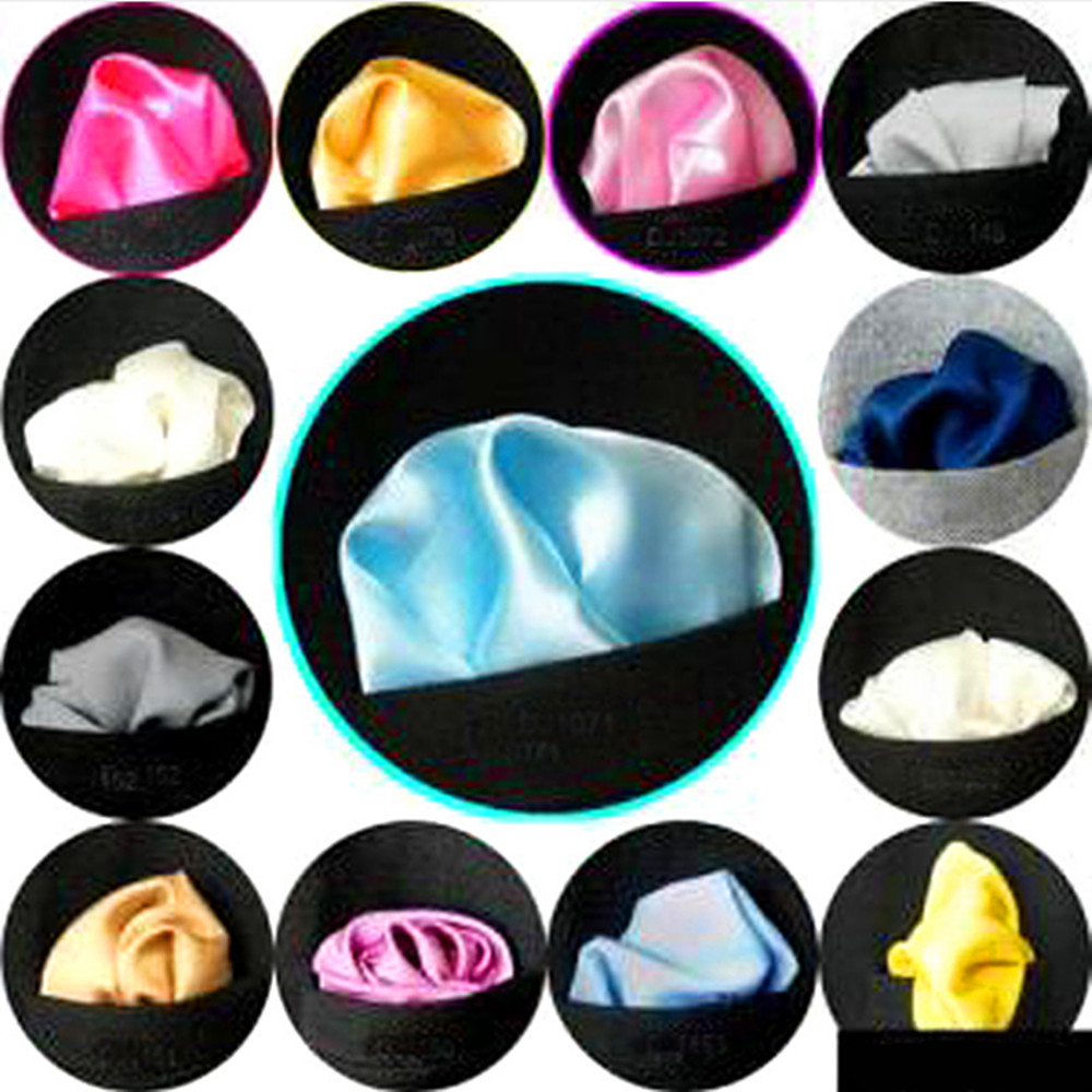 แฟชั่นซาตินพ็อกเก็ตสแควร์ Hankerchief ธรรมดา Hanky Wedding Party A87