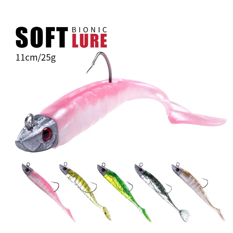 HENGJIA Jigging Head cebo de silicona suave Wobblers 9cm15g 11cm 25g Pesca en el mar Señuelos blandos Swimbait Peche para lubina Lucio Leurre