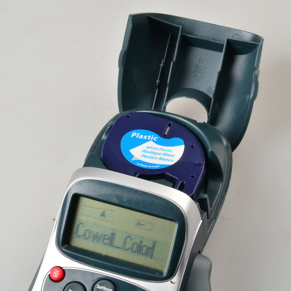 10 互換dymo letratag 91201 ブラックホワイト (12 ミリメートルx 4m) プラスチックラベルテープ 91201 91221 59422 S0721660